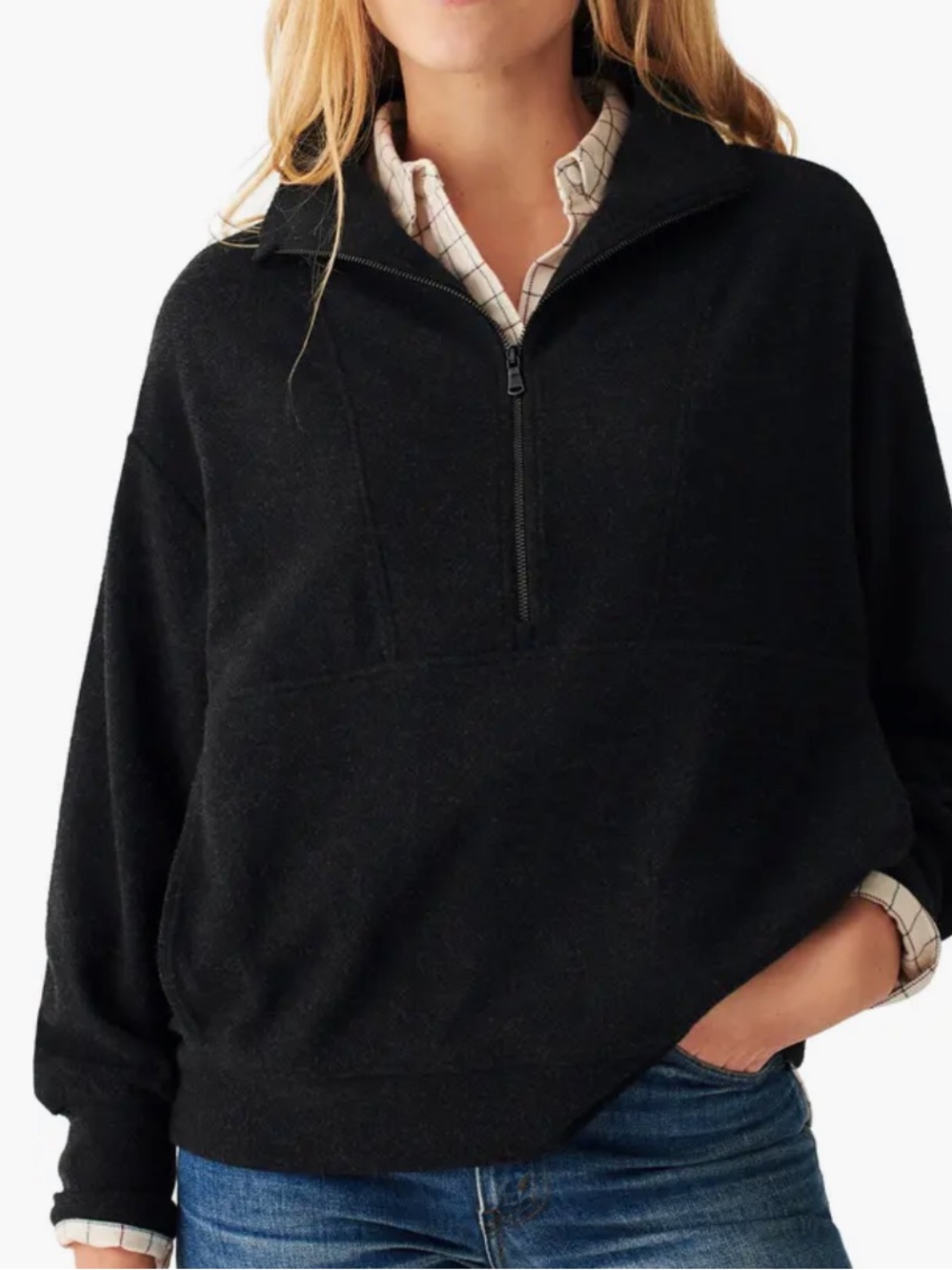 FAHERTY Legend Lounge Half Zip Sweatshirt-Heathered Black Twill WKH2204-HBT